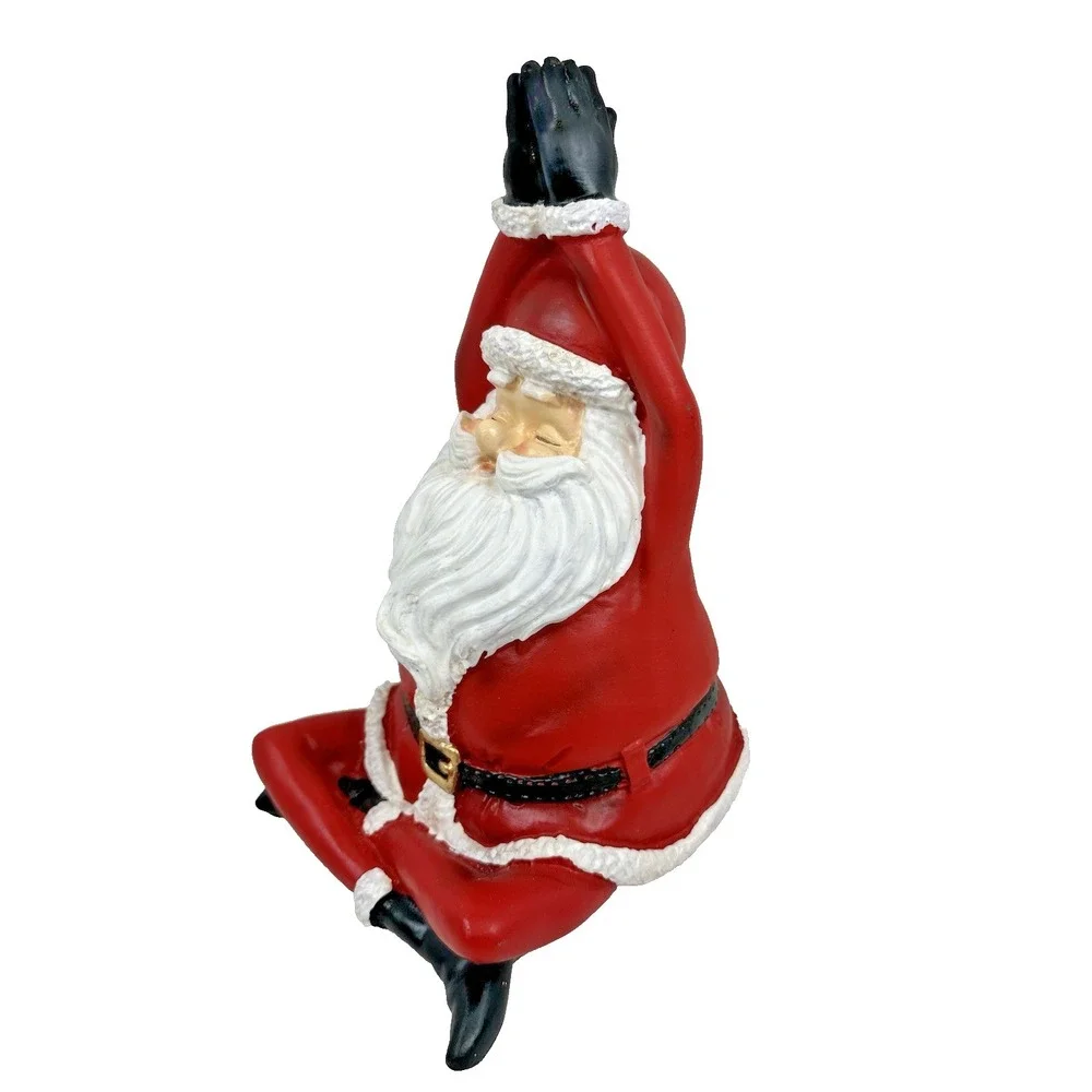 Santa Claus Yoga Sitting Pose Resin Figurine Christmas Holiday Decor